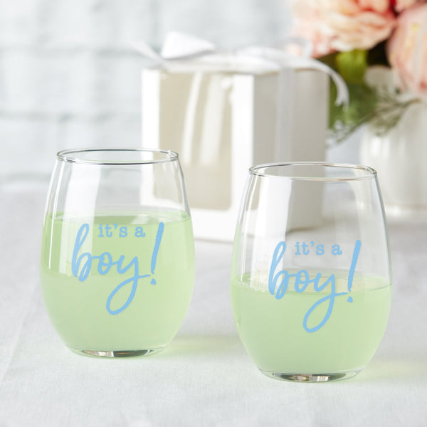 9 oz. Stemless Wine Glass - It's a Boy! (Set of 12) – Corner Stork Baby  Gifts - Specialty Baby Gifts